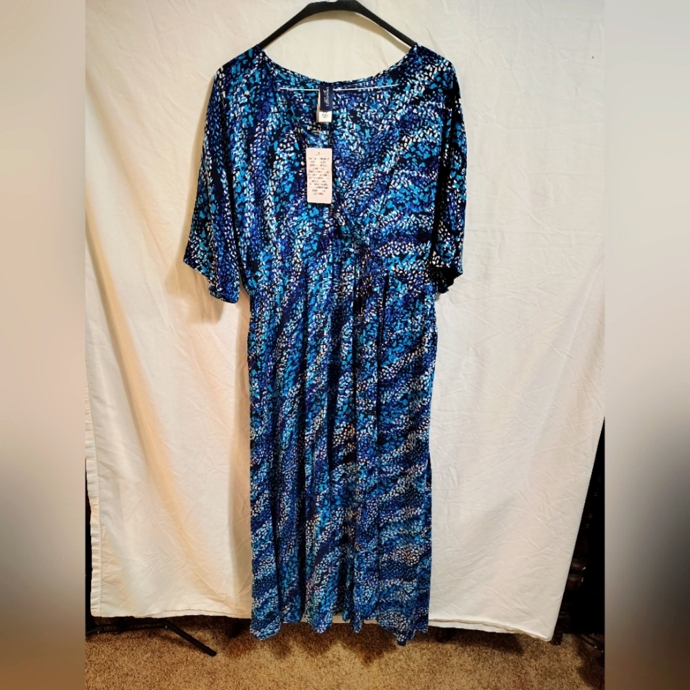 Swim Suits for All Blue And White Patterned, Wrap Around style Swimsuit Cover.